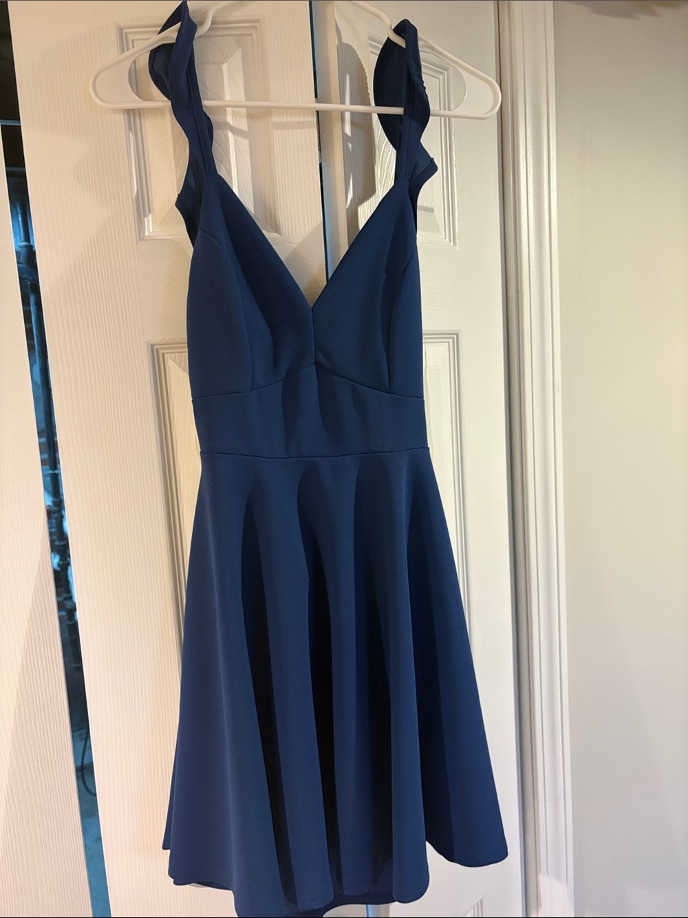 Windsor Navy Blue V-Neck Fit & Flare Mini Dress